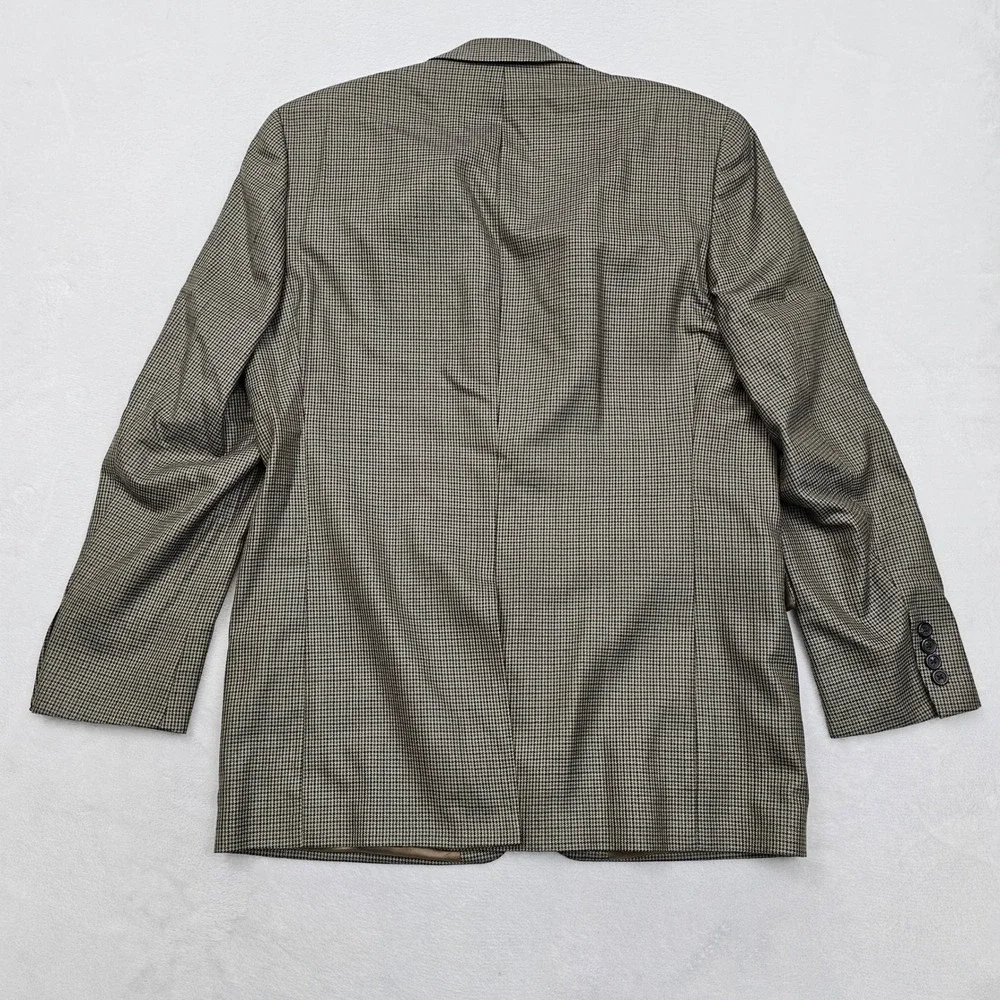 Lauren Ralph Lauren Blazer Mens 42L Brown Tan Silk Wool Houndstooth Academic